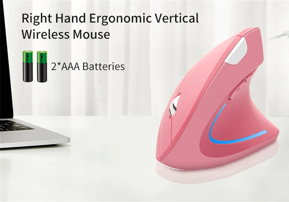 Wireless Vertical Mouse 2.4GHz Ergonomic Optical Mouse, Adjustable DPI Wireless Vertical Mouse with RGB Backlight for Laptop, PC, Mac, Tablet & Office