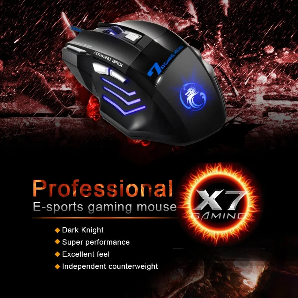 Wired Gaming Mouse, Gamer Computer Mouse with RGB Backlit, Ergonomic Design, Silent Backlight, LED, 7 Buttons, USB Mice for PC Desktop