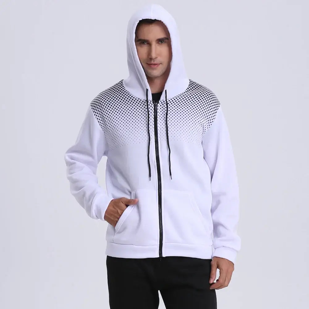 Produit gaming premium Fraquane, Men's Zip Up Hoodie Pocket Polka Pot Print Hooded Sweatshirt Sport Outdoor Casual Slim Fit Men Spring AutumnZipper Hoodie
