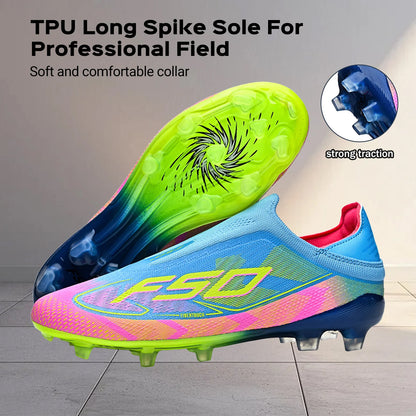 Anti-slip AG/FG Soccer Boots，TPU Shock Absorption Sole，Durable PU Fabric Upper，Teenager Boys Girls Professional Field Sneakers
