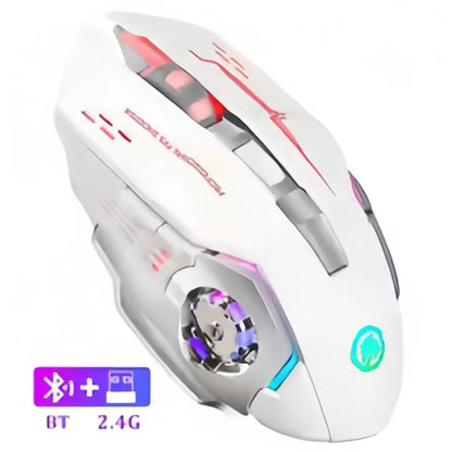 Rato Gaming Sem Fios Recarregável – Bluetooth/USB Silencioso, Retroiluminação RGB, E-Sports para PC