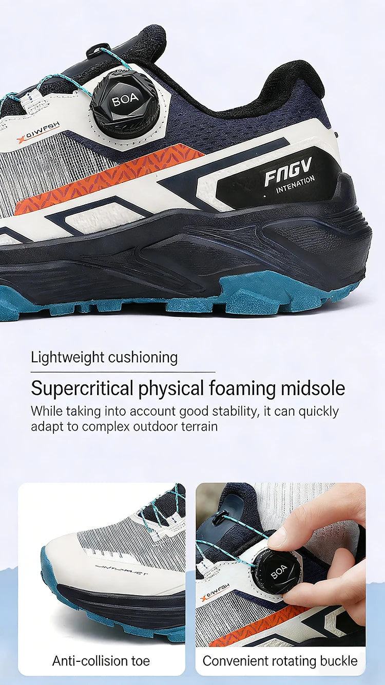 Men's Running Shoes with Rotating Buckle Breathable Mesh Lightweight Sneakers for Men Gym Workout Casual Waterproof Sports Shoes