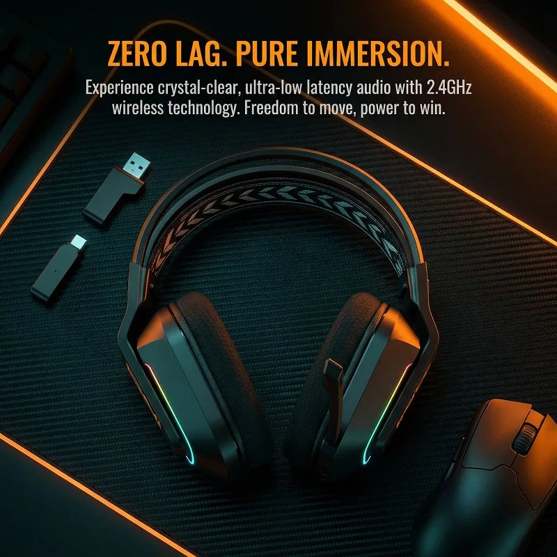 ONIKUMA Gt808 45dB Active Noise Canceling Wireless Headset | Hi-Res Audio, 1200mAh Battery 2.4GHz, Bluetooth, Wired
