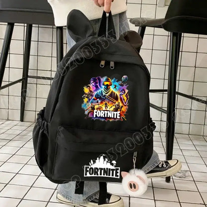 New Fortnite Cartoon Backpack Boy Girl Casual Schoolbag Large Capacity Student Bag Rabbit Ears Travel Backpack Stationery Gift