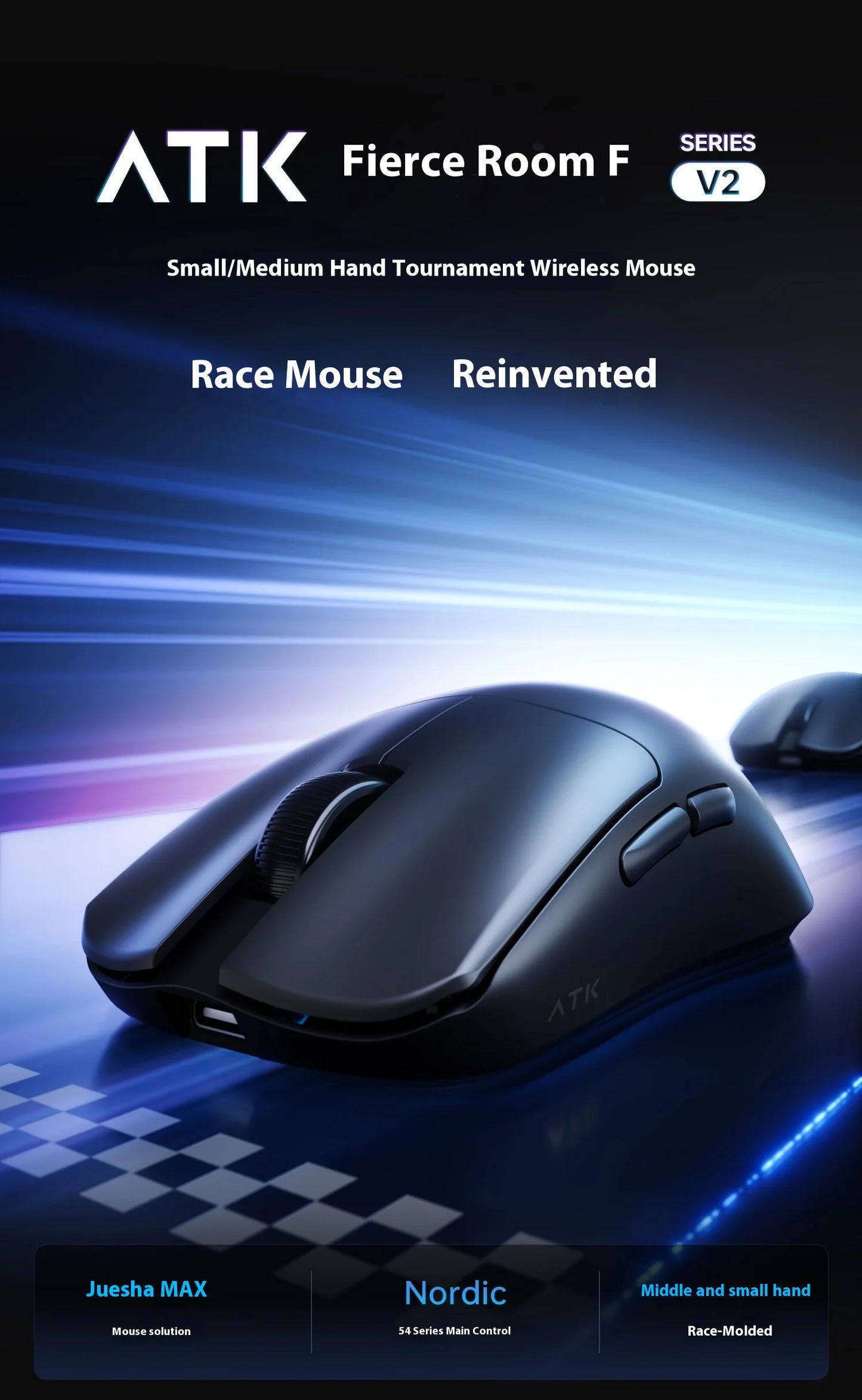 ATK Blazing Sky F1 V2 Ultra Max Wireless Gaming Mouse, Dual-Mode 8K PAW3950 Ultra Lightweight Ergonomic Gaming Mouse