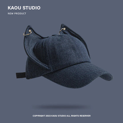 Casquette de baseball cowboy tendance « Niche Y2k Personality » avec oreilles de renard mignonnes, boucle métallique, visière ajustable, pour homme et femme, style hip-hop