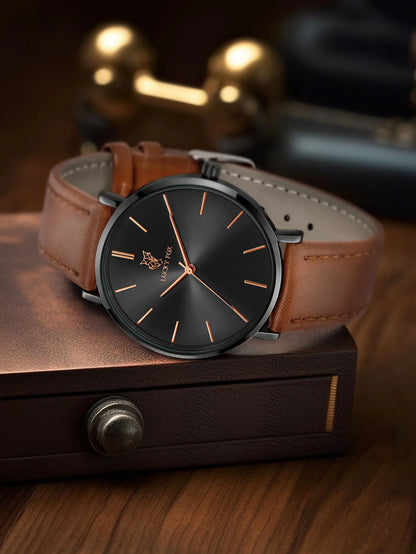 LUCKY FOX Classic Luxury Men Watch Simple Casual Men and Women Round Large Dial Quartz Watch Clock Gifts Men Reloj
