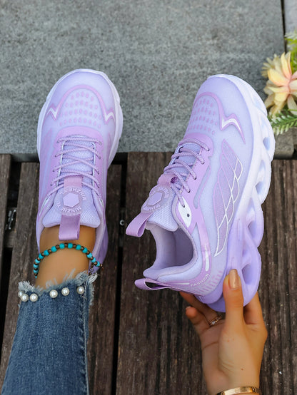 Summer Unisex Running Shoes Women Lightweight Mesh Breathable Comfortable Flat Soft Tennis Shoes Lace-up Sneakers