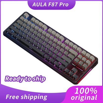 Original AULA F87 Pro Mechanical Keyboard Wireless USB Bluetooth Tri Mode 87 Key RGB PBT Gasket Laptop Gamer PC Gaming Keyboards