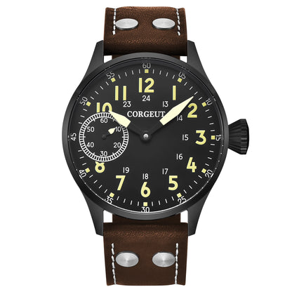 Corgeut Seagull ST3600 17 Jewelry 44mm Mechanical Watch Hand Wound Sapphire waterproof Watch Sports Leather Luxury 6497 Watch