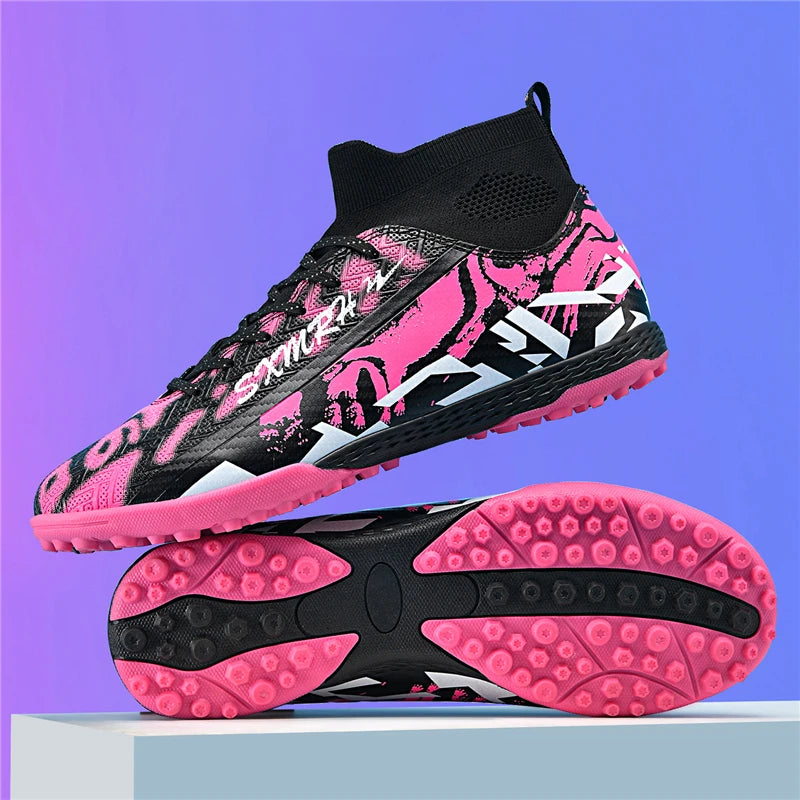 Double Star Men's High-Top TF Turf Football Boots, Youth & Student Edition, Adult & Kids, Professional Match & Training Soccer S