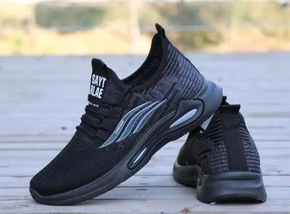 Breathable Running Shoes Men's Sporty Casual Outdoor Travel Lightweight Rubber Outsole Flat Heel round Toe Knitted Mesh Upgraded