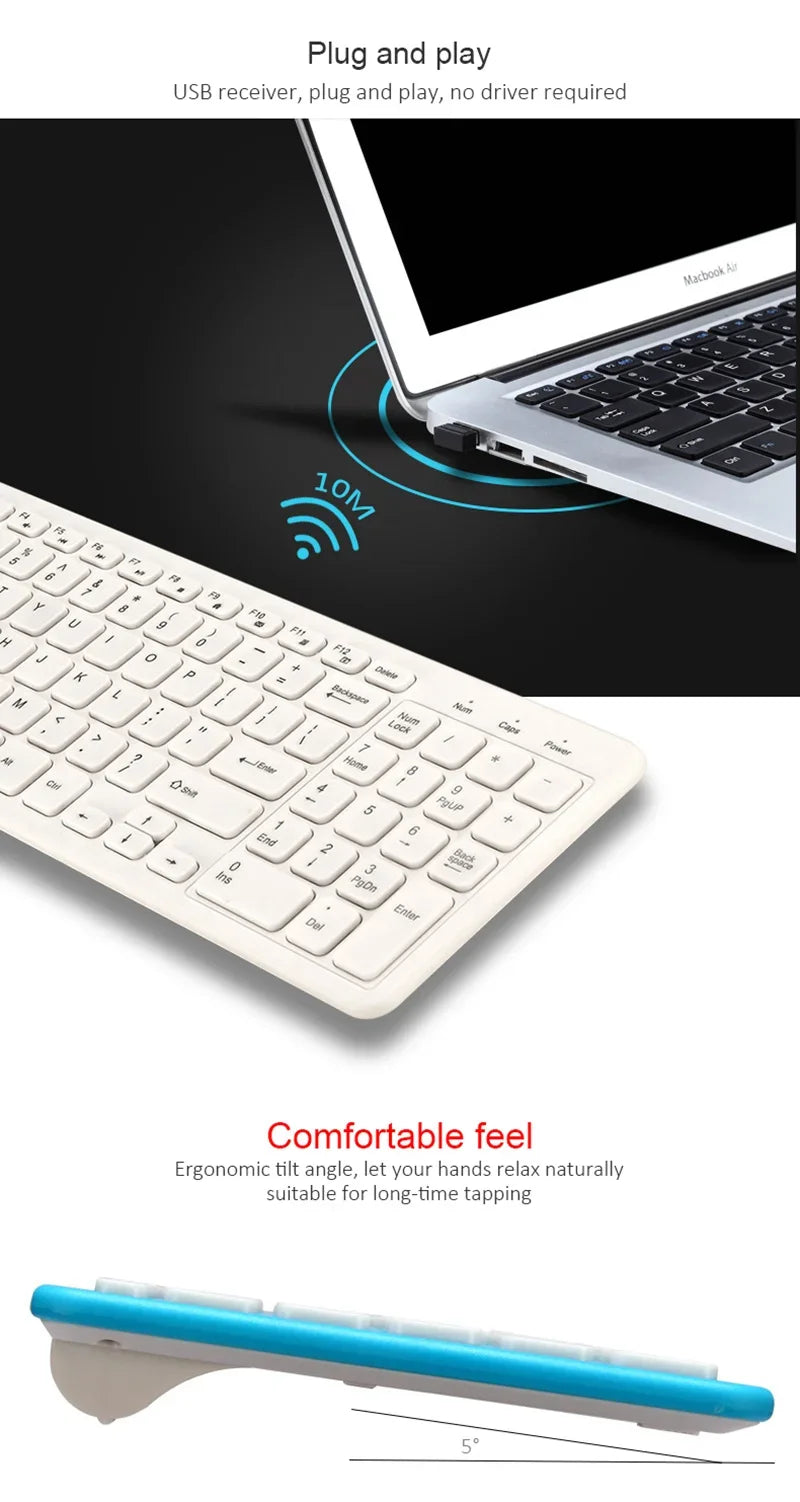 New Wireless 2.4G Keyboard with Numeric Keypad Silent Slim Gaming Keyboard with Mat for Windows Computer Desktop PC Notebook TV