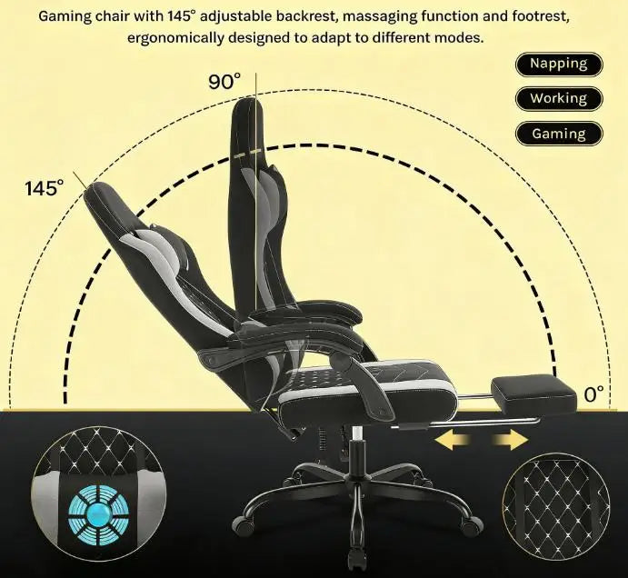 Swivel Office Chair, Ergonomic Computer Chair, Massage Gaming Chair (Office Chair Only)