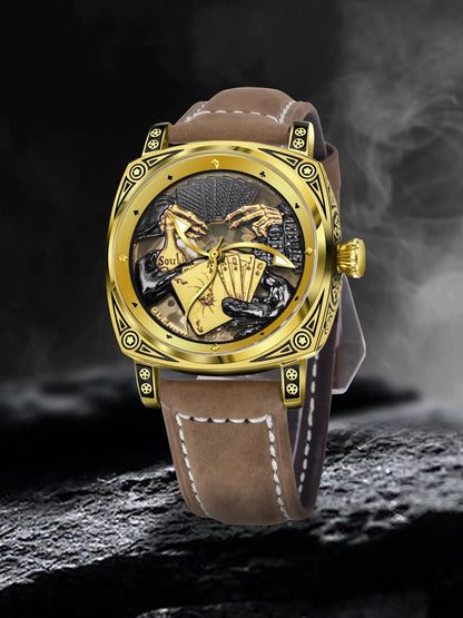 Glenaw Poker Series Top Brand Luxury Fashion Personalized Fully Automatic Mechanical Gold Watch Men's Waterproof Watch
