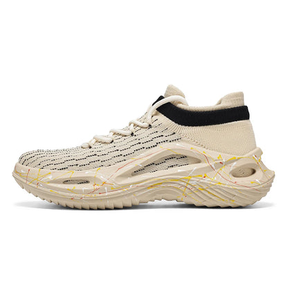 Men Sports Shoes Soft Light Mesh Thick Sole Anti Slip Tennis Shoes Spring New Fashion Lace Up Outdoor Fitness Running Shoes