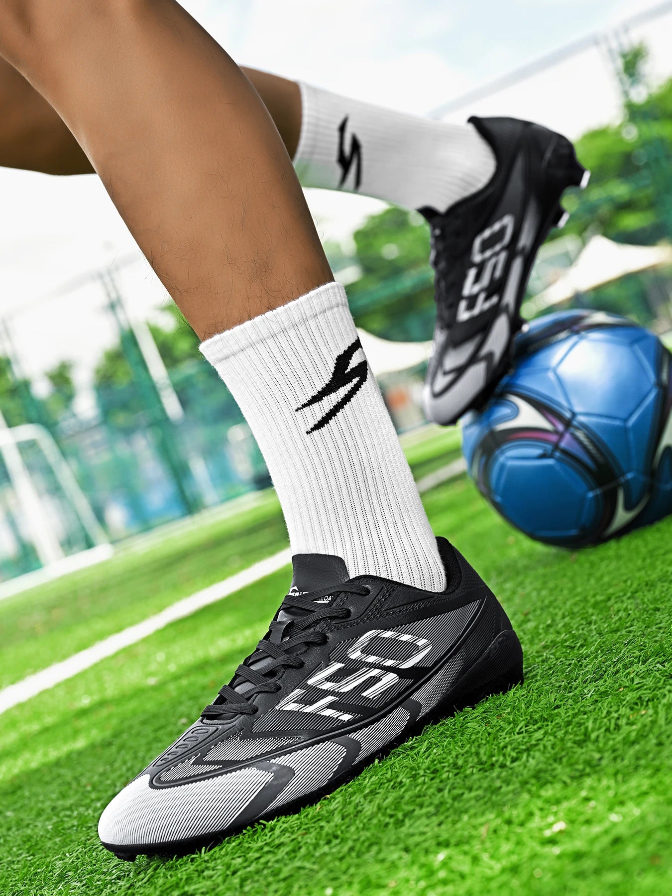 AG/FG Football Boots Kids Youth Teenagers PU+Fabric Upper TPU Sole Non-Slip Firm Ground Training
