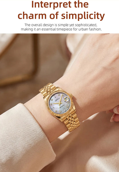 ADDIES New Luxury Women's Watches 28mm Sapphire Glass 50m Waterproof 316L Stainless Steel Business Quartz Wristwatch For Woman