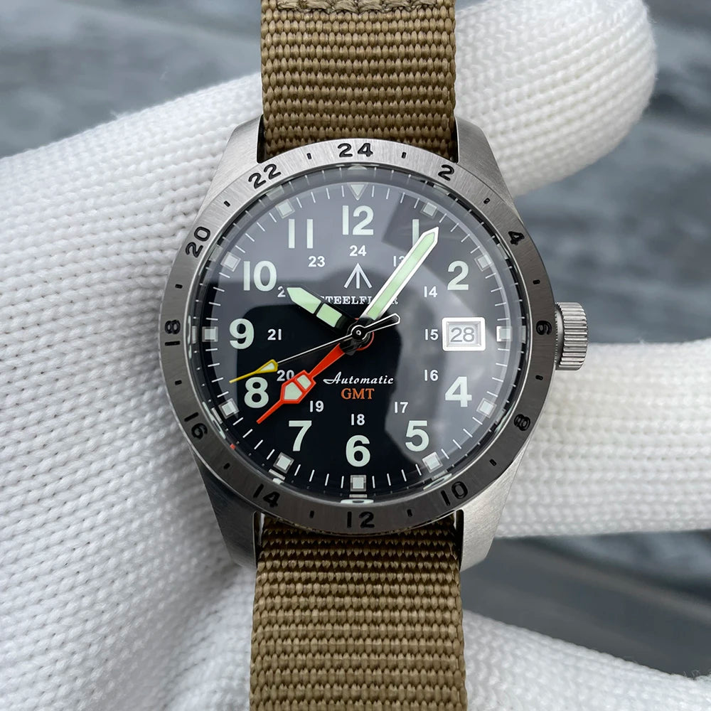 Relógio de pulso mecânico STEELFLIER Official SF792 GMT, movimento NH34, luminescência Super BGW9 C3, resistente à água até 200M, relógio de mergulho de luxo para homem