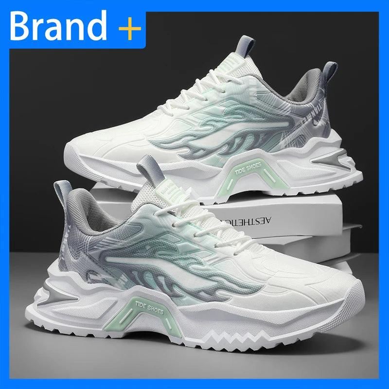 Scarpe sportive da uomo alla moda con lacci, versatili, antiscivolo, con suola spessa, per adolescenti, da indossare tutti i giorni, comode scarpe da corsa casual da uomo