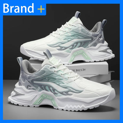 Scarpe sportive da uomo alla moda con lacci, versatili, antiscivolo, con suola spessa, per adolescenti, da indossare tutti i giorni, comode scarpe da corsa casual da uomo