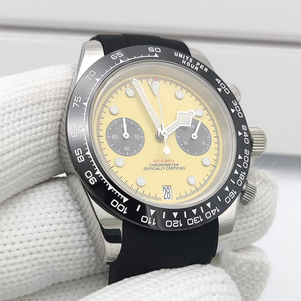 2025 New Design Vintage Men's Watch Moon Quartz Watch Men's Speed Sport Chronograph AR Sapphire VK64 Clock Men watch