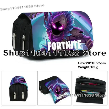 Fortnited Trousse Large Capacity Waterproof Velcro Pencil Case Student Black Estuche Stationery School Pennenzak Supplies