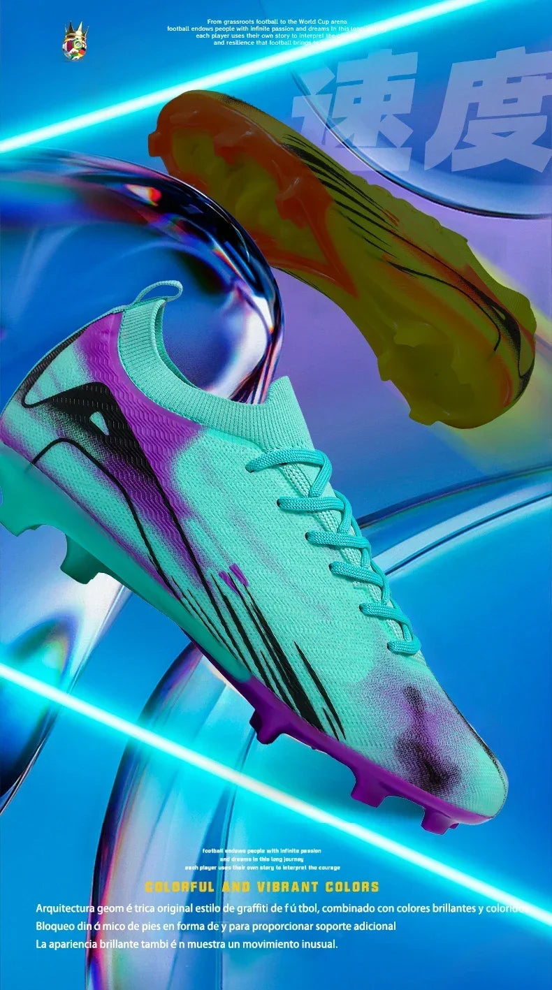 New Men Football Boots Match Soccer Shoes FG Ultralight Drop Shipping Training Shoes Cleats Outdoor Soccer Non-Slip Long Spikes