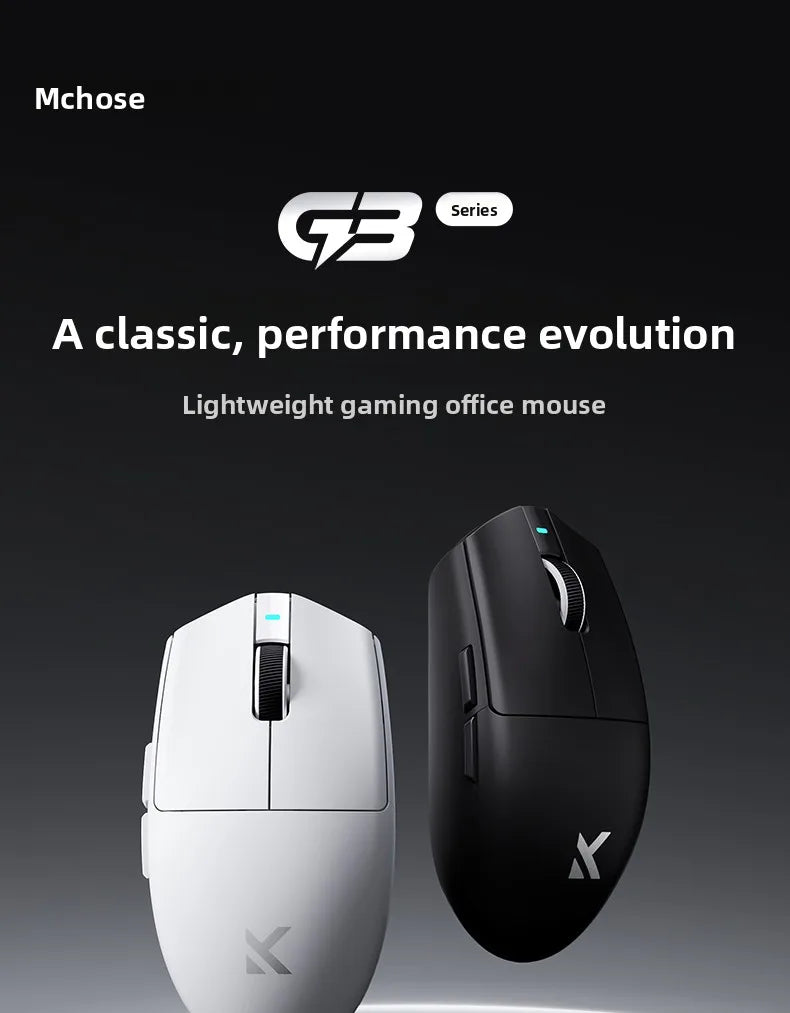 Rato Sem Fios MCHOSE G3 V2 PRO Bluetooth Tri-Mode Ergonómico e Leve para Portátil, Escritório, Gaming e Acessórios de Computador
