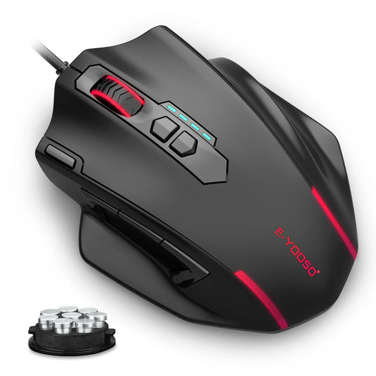E-YOOSO X-41 Pro USB Wired Gaming Mouse, RGB Programmable Gaming Mouse with 12400 DPI, 11 Programmable Buttons, Ergonomic Optical Mouse for PC & Laptop