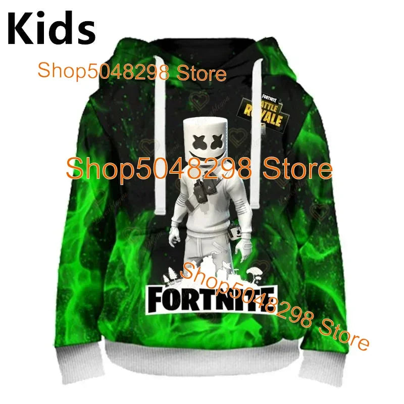 Men’s and Women’s Hoodie with 3D Battle Royale Fortnite Victory Print, Hooded Streetwear Sweatshirts for Boys and Girls