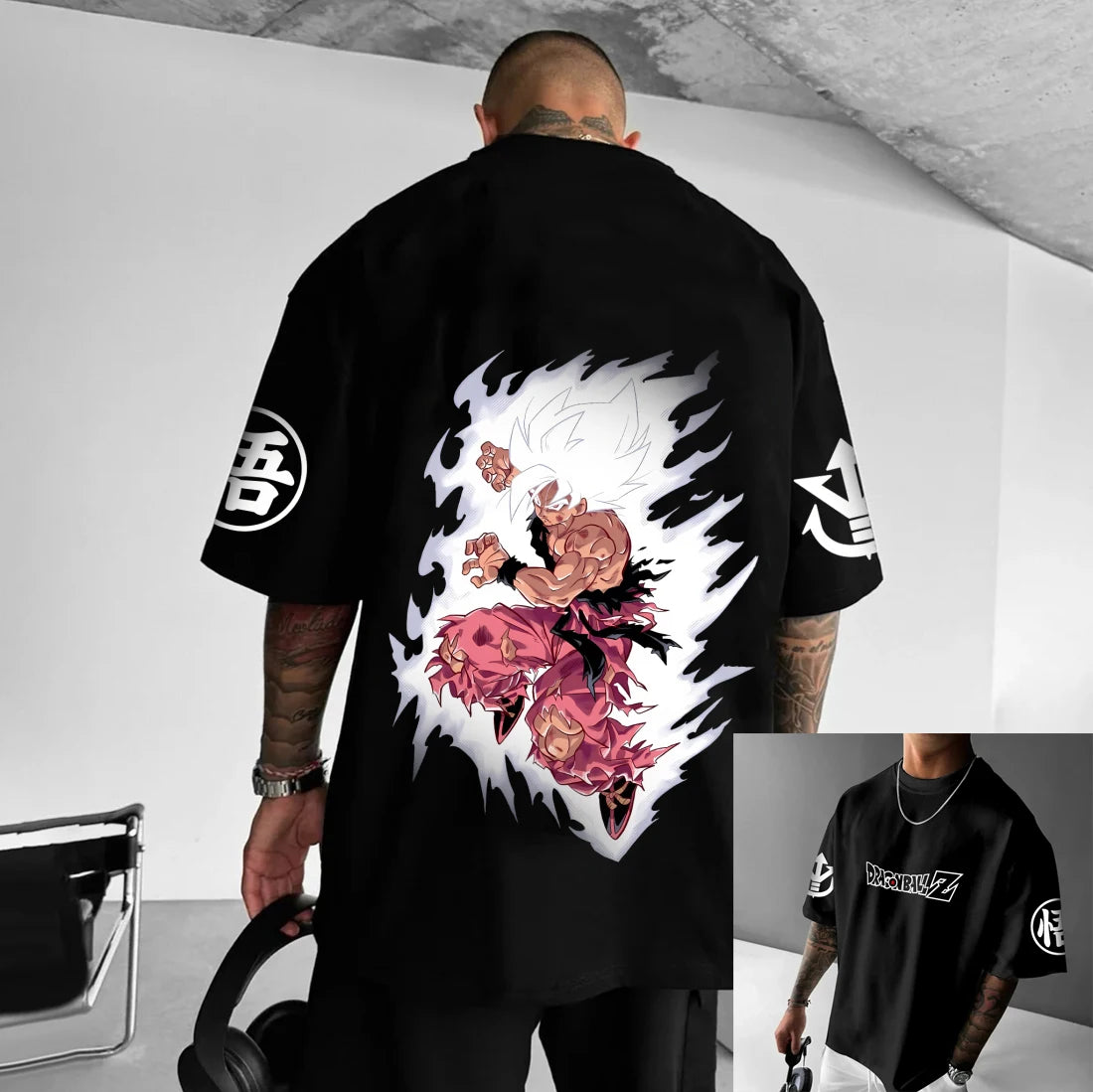 Dragon Ball Z-print T-shirt i bomuld med korte ærmer Son Goku Vegeta til mænd og kvinder Harajuku Y2k Tee vintage sommer-streetwear