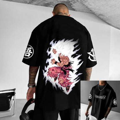 Dragon Ball Z-print T-shirt i bomuld med korte ærmer Son Goku Vegeta til mænd og kvinder Harajuku Y2k Tee vintage sommer-streetwear