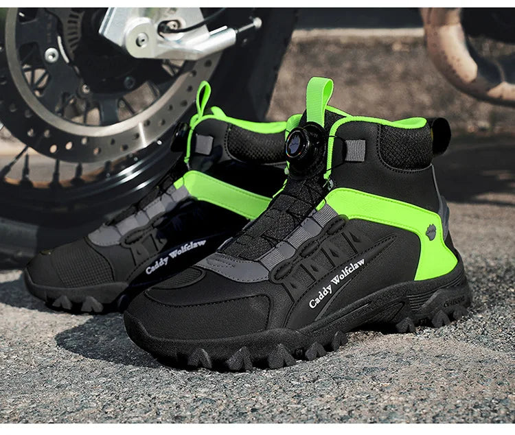 Casual Leather Motorcycle Riding Boots for Men Off-Road Motocross Shoes Breathable Wear Resistant