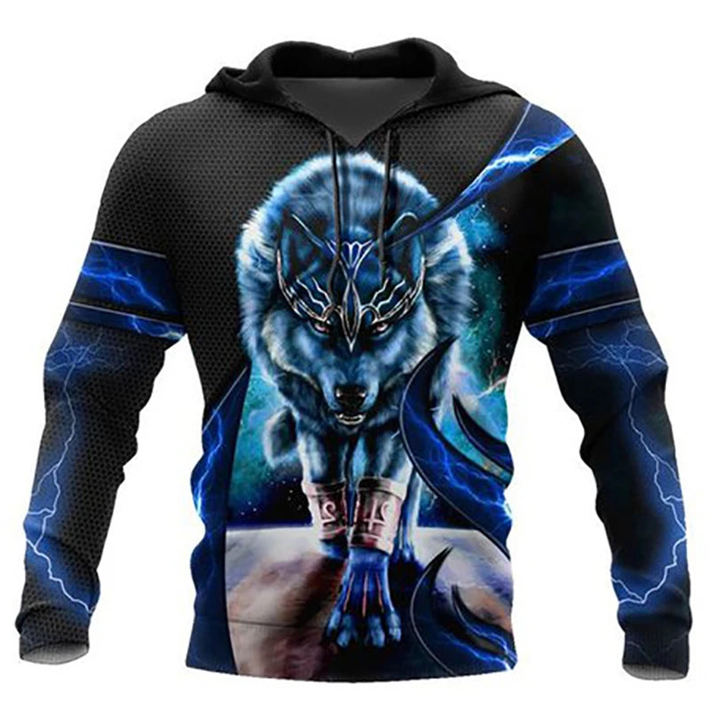 Fashion Spring Autumn Wolf Animal Men's Hoodies 3D All Over Printed Sweatshirt Unisex Pullover Casual Jacket Streetwear Coat 4XL
