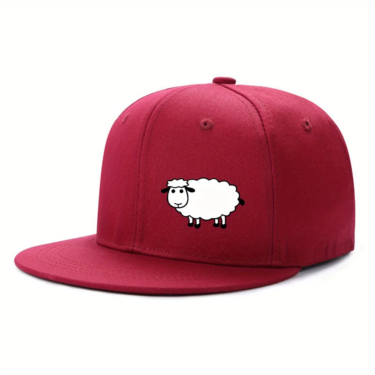 Casquette de baseball unisexe ajustable - Casquette de style urbain à visière plate avec motif de mouton : un accessoire décontracté, polyvalent et personnalisable