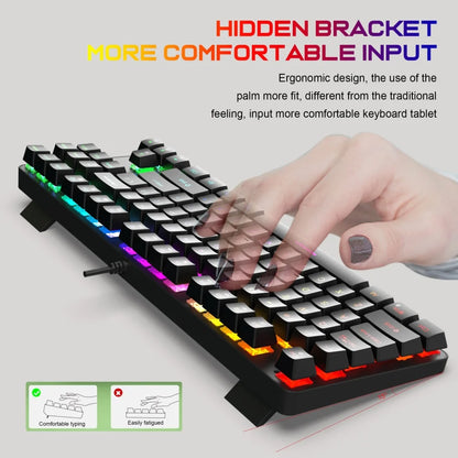 New Computer Keyboard Waterproof Portable Gaming Keyboard Backlit Ergonomics Colorful Keyboard Computer Accessories 87 Keys USB