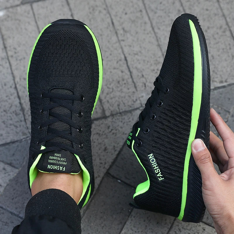 Men's Mesh Running Sneakers Athletic Gym Lightweight Men Causal Shoes 2025 Fashion Breathable Knit Walking Footwear Size 39-46