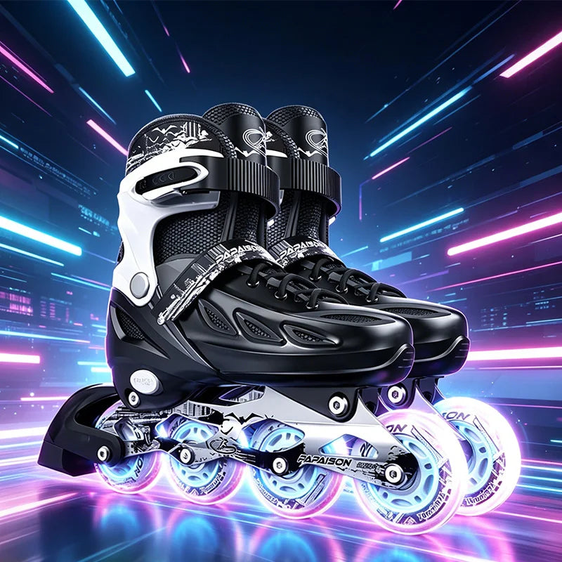 Inline Skates boy black Adjustable Size pink girl Children Sports Rollerblades High Speed new LED Light Up Professional