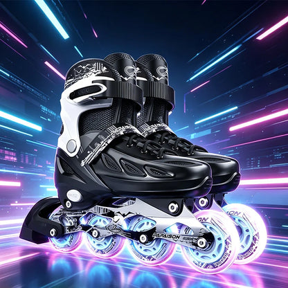 Inline Skates boy black Adjustable Size pink girl Children Sports Rollerblades High Speed new LED Light Up Professional