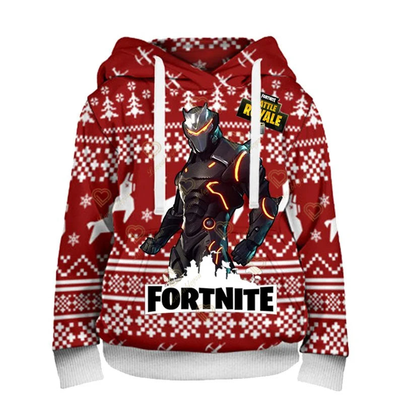 Sweatshirt Fortnite para Crianças Victory Royale 3D com Capuz Estampado para Homem, Mulher e Criança, Pullover Streetwear Gaming para Presentes de Aniversário