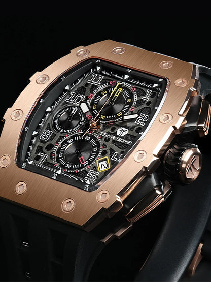 TSAR BOMBA New TB8204 Watch for Men Japan Quartz Chronograph 50M Waterproof Wristwatch Fashion Sport Clock Male Luxury Mens Gift