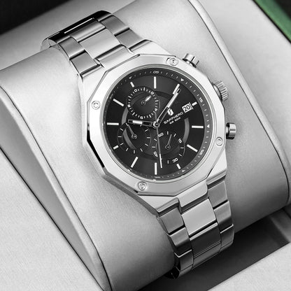SAPPHERO Rose Gold Men Watch Fashion Luxury Clock Stainless Steel Watch 50m Water Resistance Watch For Men New Year Gifts