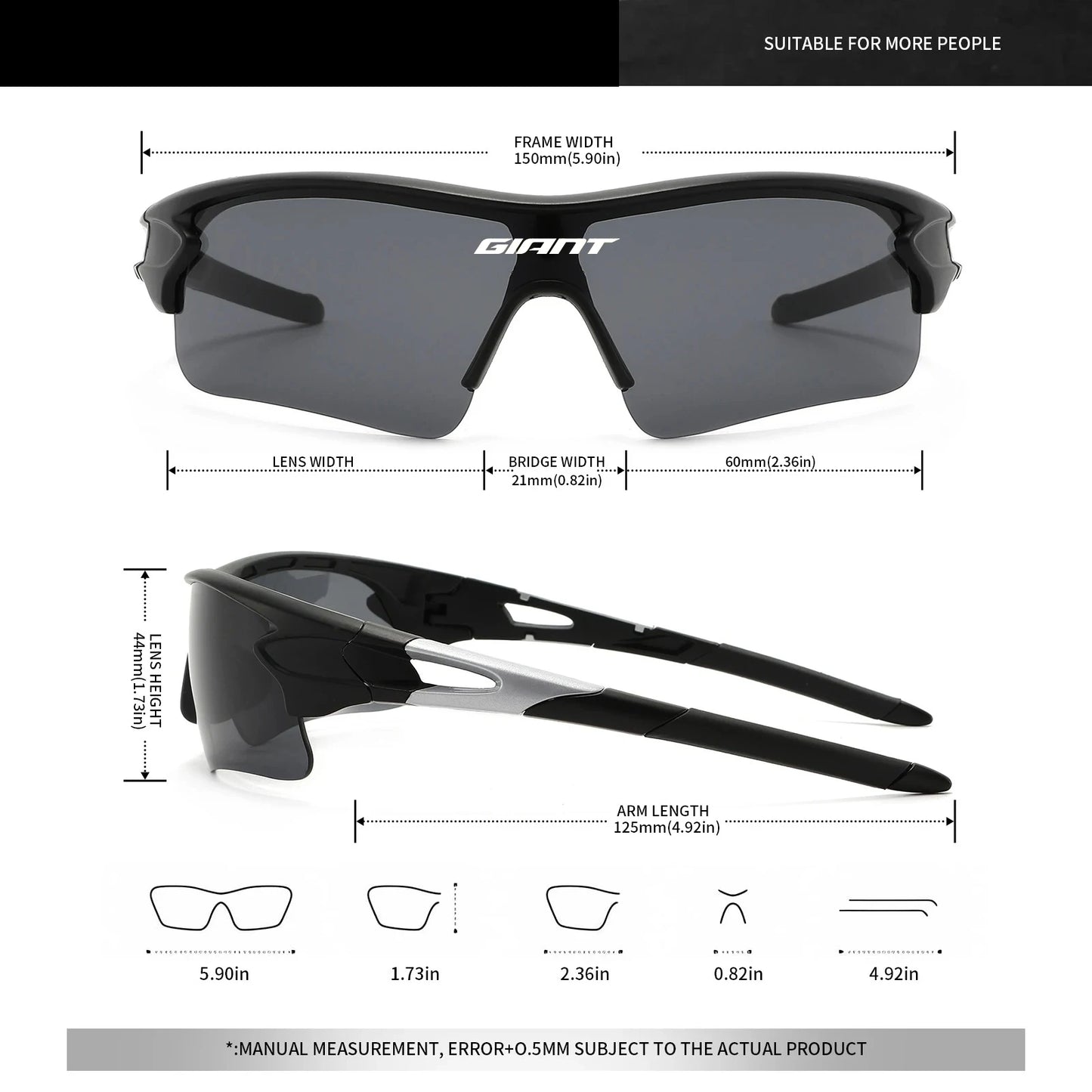 giant cycling Glasses UV400 Protection HD Lenses Lightweight Frame For Men Women Road Mountain Bike Riding climbing and fishing