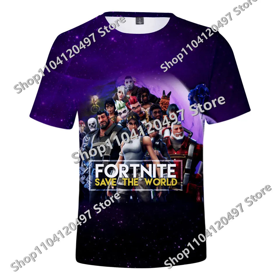Japanese Anime Fortnite Summer T-shirt for Men Women Battle Royale Short-Sleeved Casual Comfortable Loose Harajuku Streetwear