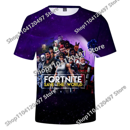 Japanese Anime Fortnite Summer T-shirt for Men Women Battle Royale Short-Sleeved Casual Comfortable Loose Harajuku Streetwear