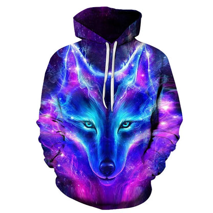 Sweatshirt com Capuz Oversized para Homem 2023, Padrão 3D de Lobo e Animais, Guerreiro Feroz, Moda Streetwear, Corte Largo, Fato de Treino Divertido para Fitness