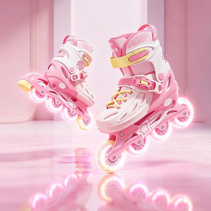 Inline Skates boy black Adjustable Size pink girl Children Sports Rollerblades High Speed new LED Light Up Professional