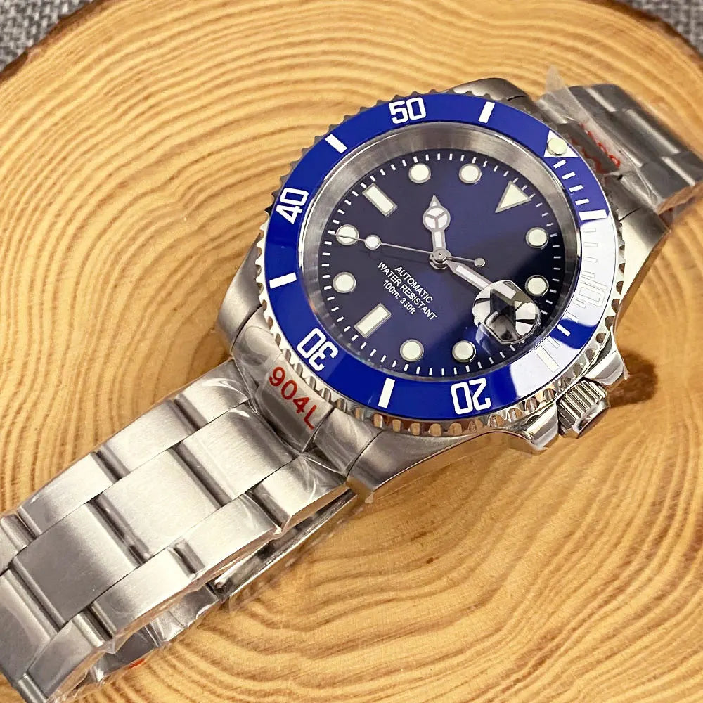 Relógio de Homem Automático Miyota8215 Impermeável 200m, Relógio de Mergulho 40mm com Movimento Mecânico, Luminoso, Bracelete Jubilee e Fecho Glide Lock