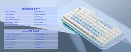 Teclado mecânico sem fios YUNZII C75, 75% cremoso com Hot Swap e RGB personalizável, design Gasket Cute Cake, para Win/Mac/Gaming